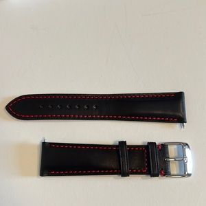 Afany watch band in black with red stitching 21 mm